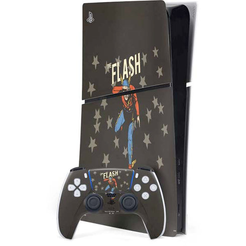 DC Comics The Flash Retro Action Pose PS5 Slim Digital Edition Console Skin