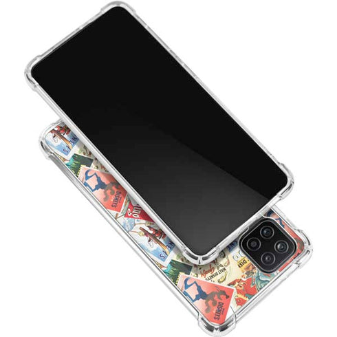 Disney Friends Retro Goofy Stamps Art Galaxy A12 Clear Case