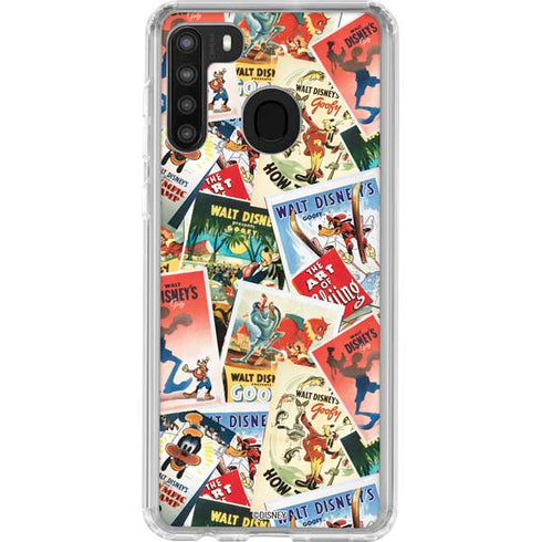 Disney Friends Retro Goofy Stamps Art Galaxy A21 Clear Case