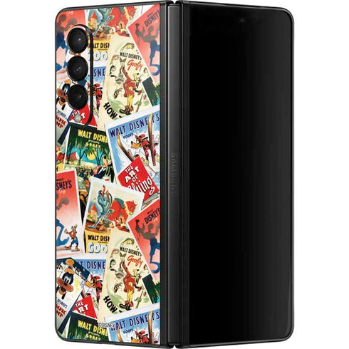 Disney Friends Retro Goofy Stamps Art Galaxy Z Fold3 5G Skin