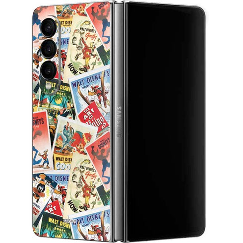 Disney Friends Retro Goofy Stamps Art Galaxy Z Fold4 5G Skin