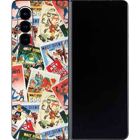 Disney Friends Retro Goofy Stamps Art Galaxy Z Fold4 5G Skin