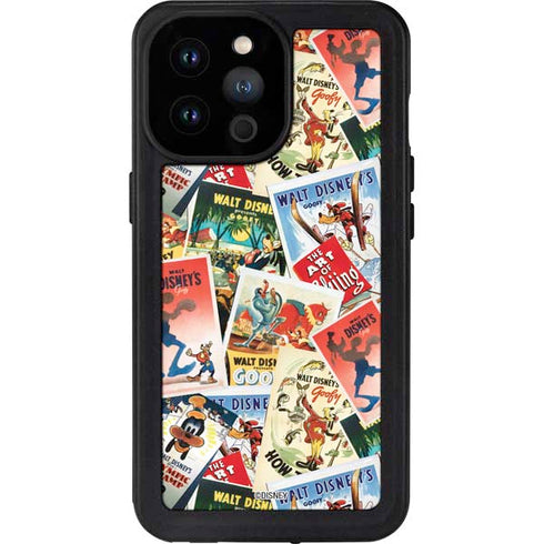 Disney Friends Retro Goofy Stamps Art iPhone 14 Pro Max Waterproof Case