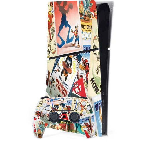 Disney Friends Retro Goofy Stamps Art PS5 Slim Digital Edition Console Skin