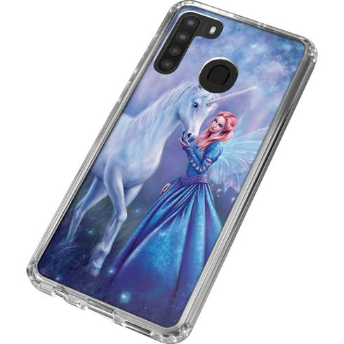 Rachel Anderson Rhiannon Fairy and Unicorn Galaxy A21 Clear Case