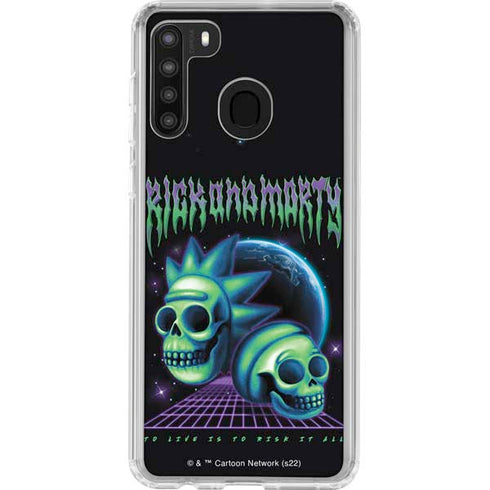 Adult Swim Rick and Morty Neon Skulls Galaxy A21 Clear Case