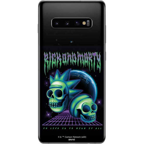 Adult Swim Rick and Morty Neon Skulls Galaxy S10 Plus Skin