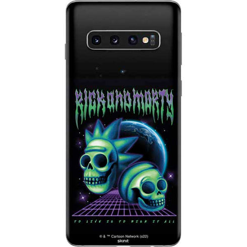 Adult Swim Rick and Morty Neon Skulls Galaxy S10 Skin
