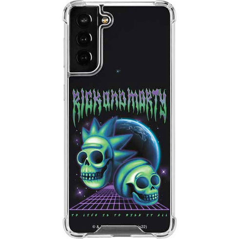 Adult Swim Rick and Morty Neon Skulls Galaxy S22 Plus Clear Case