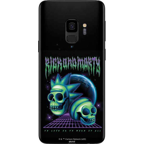 Adult Swim Rick and Morty Neon Skulls Galaxy S9 Skin