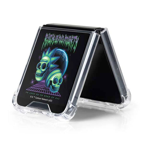 Adult Swim Rick and Morty Neon Skulls Galaxy Z Flip5 5G Clear Case