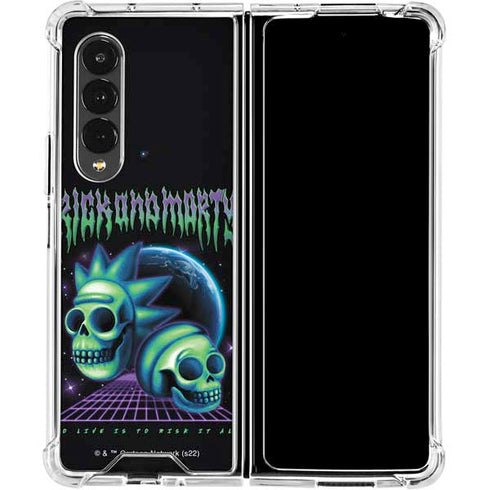 Adult Swim Rick and Morty Neon Skulls Galaxy Z Fold4 5G Clear Case