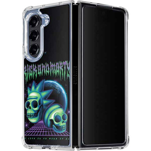 Adult Swim Rick and Morty Neon Skulls Galaxy Z Fold5 5G Clear Case