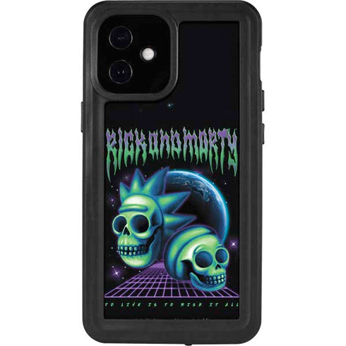 Adult Swim Rick and Morty Neon Skulls iPhone 12 Mini Waterproof Case