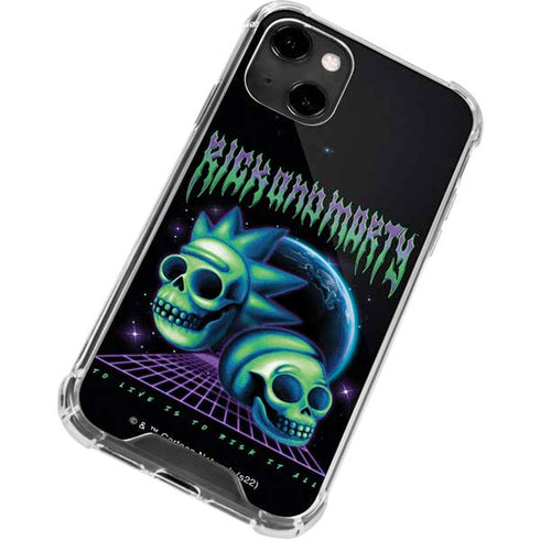 Adult Swim Rick and Morty Neon Skulls iPhone 14 Clear Case