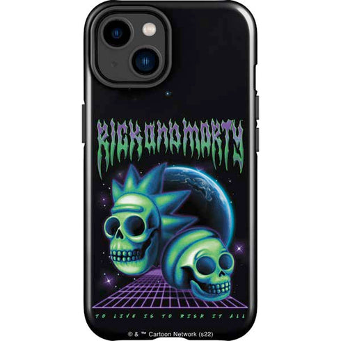 Adult Swim Rick and Morty Neon Skulls iPhone 14 Plus Impact Case