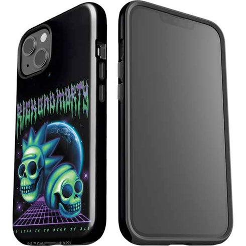 Adult Swim Rick and Morty Neon Skulls iPhone 14 Plus Impact Case
