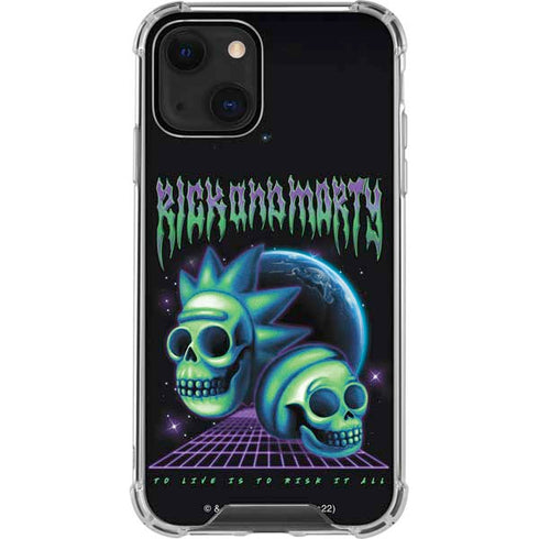 Adult Swim Rick and Morty Neon Skulls iPhone 14 Plus Clear Case