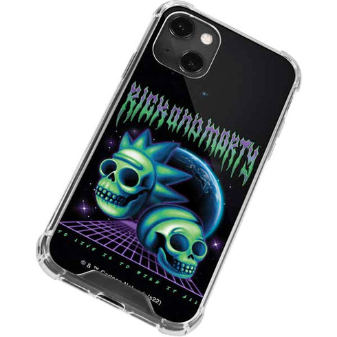 Adult Swim Rick and Morty Neon Skulls iPhone 15 Plus Clear Case