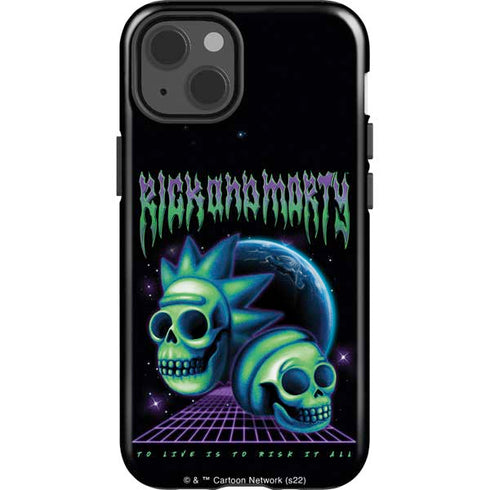 Adult Swim Rick and Morty Neon Skulls iPhone 15 Impact Case