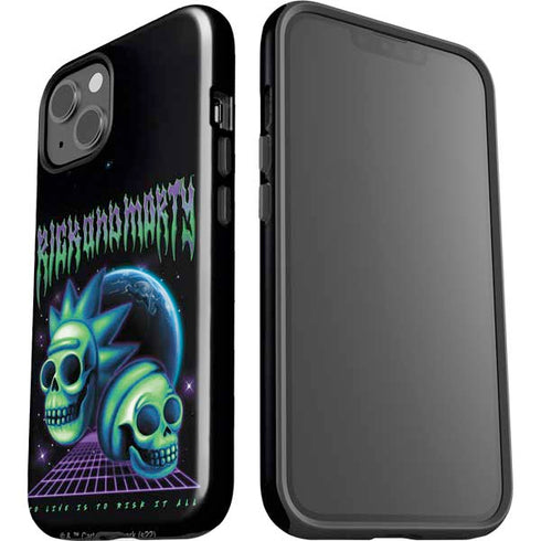 Adult Swim Rick and Morty Neon Skulls iPhone 15 Impact Case