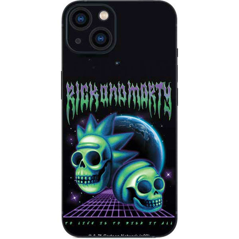 Adult Swim Rick and Morty Neon Skulls iPhone 14 Plus Skin