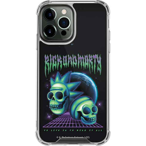 Adult Swim Rick and Morty Neon Skulls iPhone 14 Pro Max Clear Case