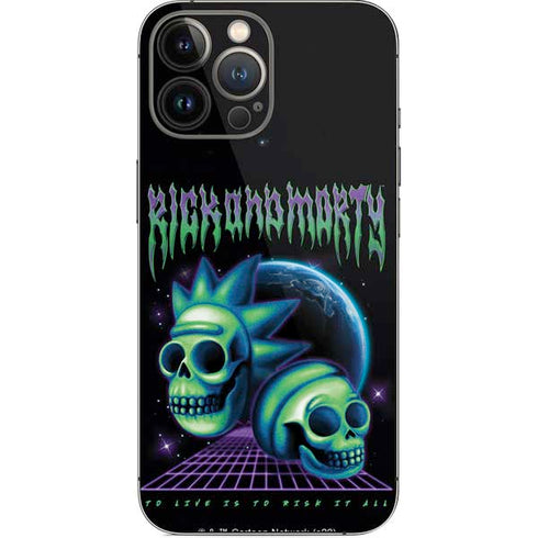 Adult Swim Rick and Morty Neon Skulls iPhone 14 Pro Max Skin