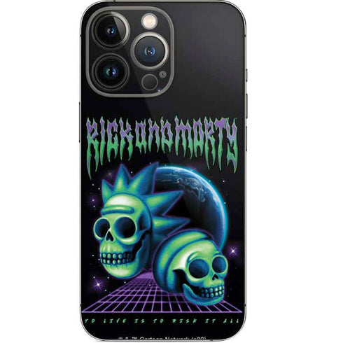 Adult Swim Rick and Morty Neon Skulls iPhone 14 Pro Skin