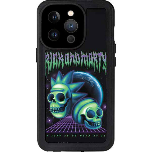 Adult Swim Rick and Morty Neon Skulls iPhone 14 Pro Waterproof Case