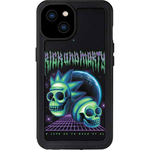 Adult Swim Rick and Morty Neon Skulls iPhone 15 Plus Waterproof Case