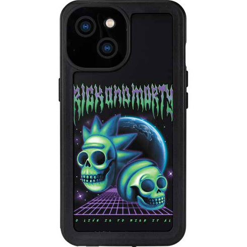 Adult Swim Rick and Morty Neon Skulls iPhone 15 Waterproof Case