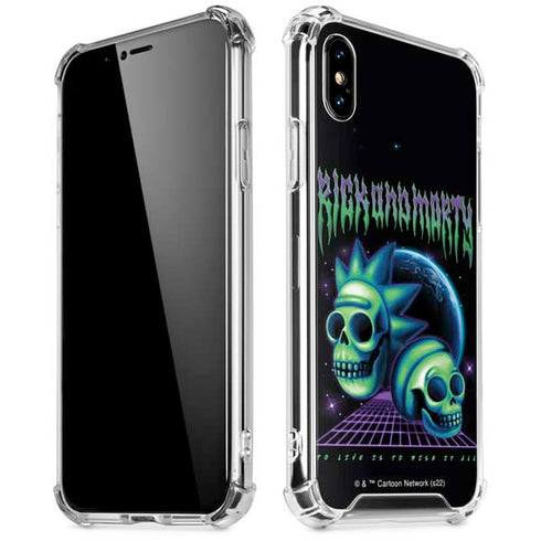 Adult Swim Rick and Morty Neon Skulls iPhone XS Max Clear Case