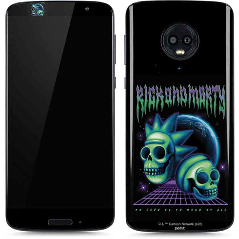 Adult Swim Rick and Morty Neon Skulls Moto G6 Skin
