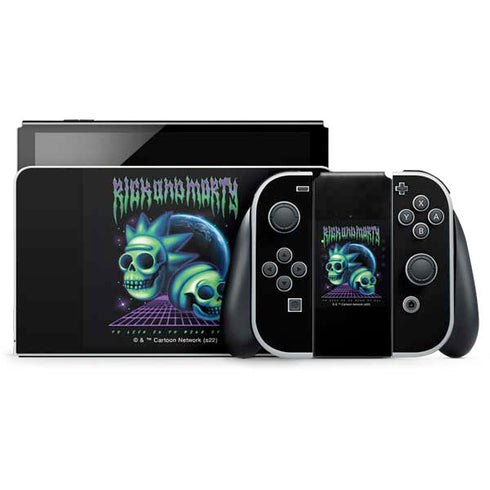 Adult Swim Rick and Morty Neon Skulls Nintendo Switch OLED (2021) Skin