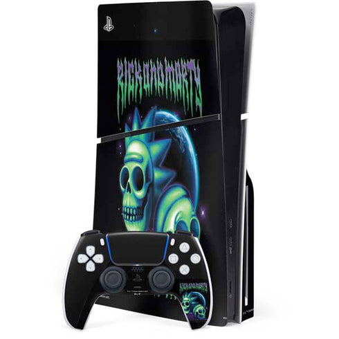 Adult Swim Rick and Morty Neon Skulls PS5 Slim Disk Bundle Skin