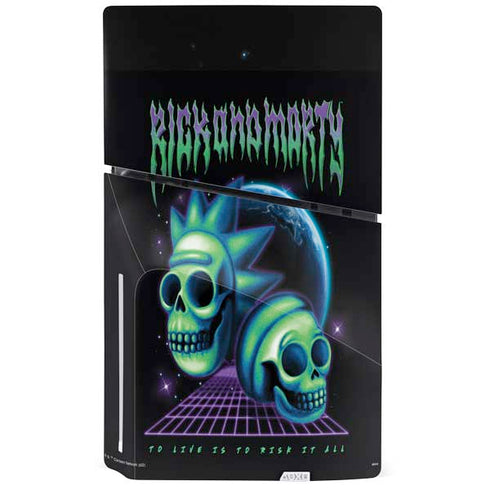Adult Swim Rick and Morty Neon Skulls PS5 Slim Disk Bundle Skin