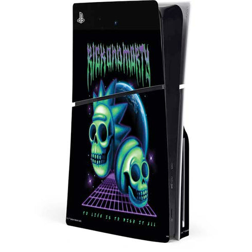 Adult Swim Rick and Morty Neon Skulls PS5 Slim Disk Console Skin