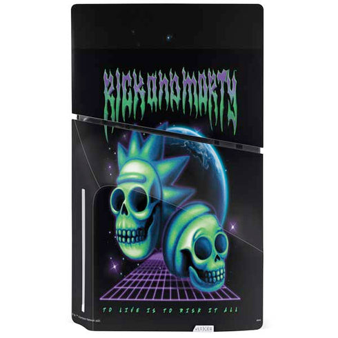 Adult Swim Rick and Morty Neon Skulls PS5 Slim Disk Console Skin