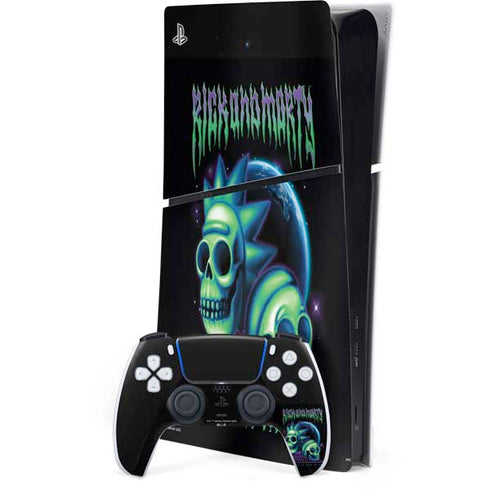 Adult Swim Rick and Morty Neon Skulls PS5 Slim Digital Edition Bundle Skin