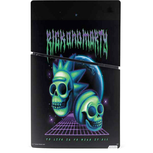 Adult Swim Rick and Morty Neon Skulls PS5 Slim Digital Edition Bundle Skin