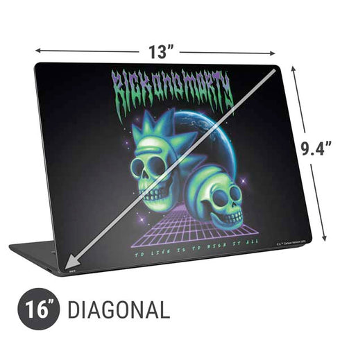 Adult Swim Rick and Morty Neon Skulls Universal Laptop 16in (13 x 9.4in) Skin