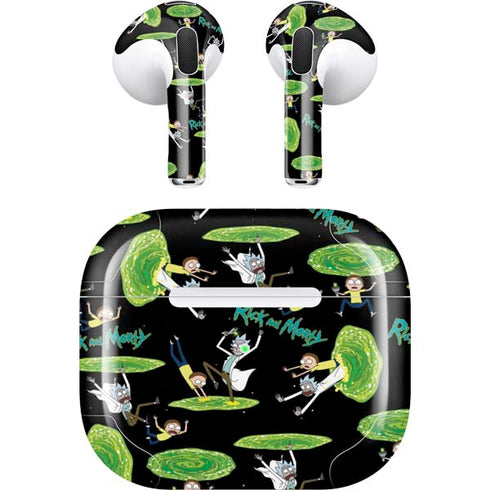 Adult Swim Rick and Morty Portal Pattern Apple AirPods (3rd Gen 2021) Skin