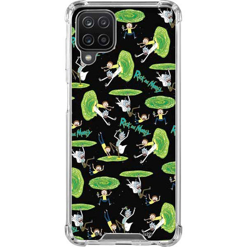 Adult Swim Rick and Morty Portal Pattern Galaxy A12 Clear Case