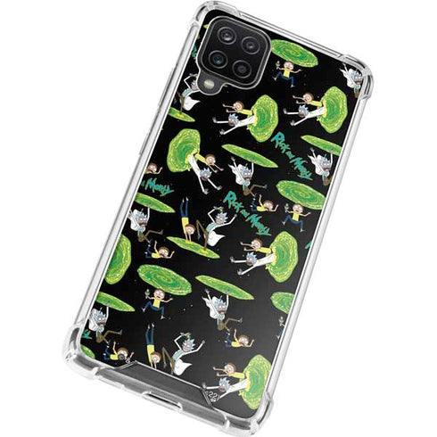 Adult Swim Rick and Morty Portal Pattern Galaxy A12 Clear Case