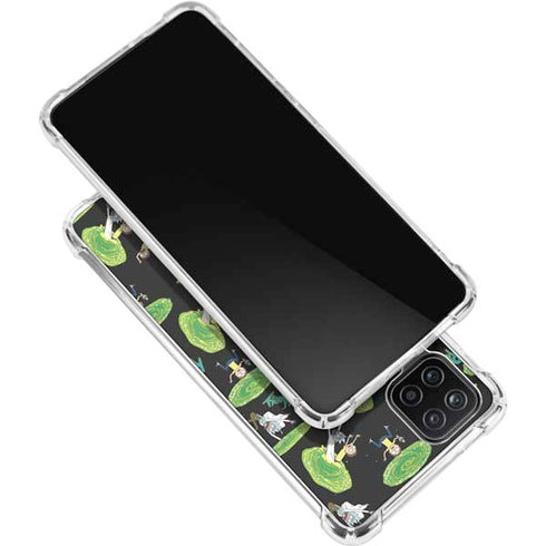 Adult Swim Rick and Morty Portal Pattern Galaxy A12 Clear Case