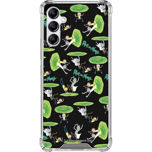 Adult Swim Rick and Morty Portal Pattern Galaxy A15 5G Clear Case