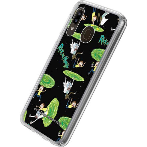 Adult Swim Rick and Morty Portal Pattern Galaxy A20 Clear Case