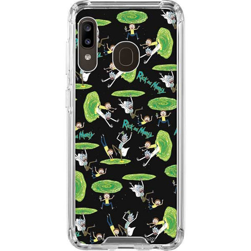 Adult Swim Rick and Morty Portal Pattern Galaxy A30 Clear Case