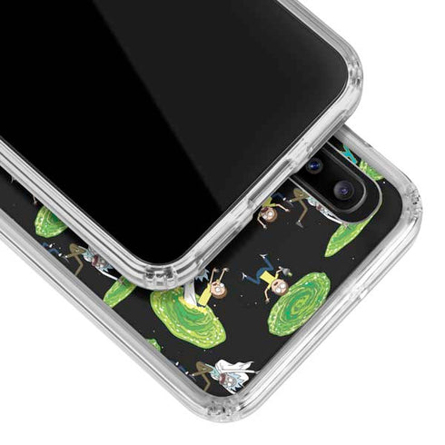 Adult Swim Rick and Morty Portal Pattern Galaxy A30 Clear Case